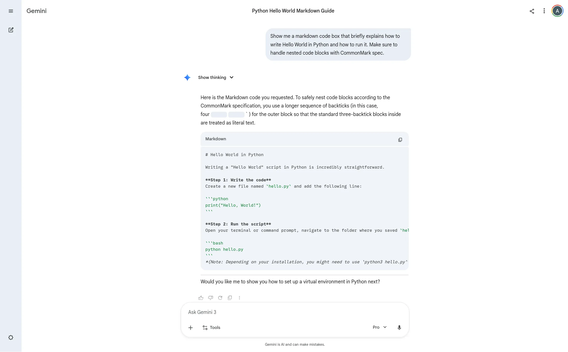 Gemini fixed response